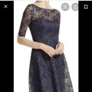 DAVID’S BRIDAL navy floral lace dress Sz 8